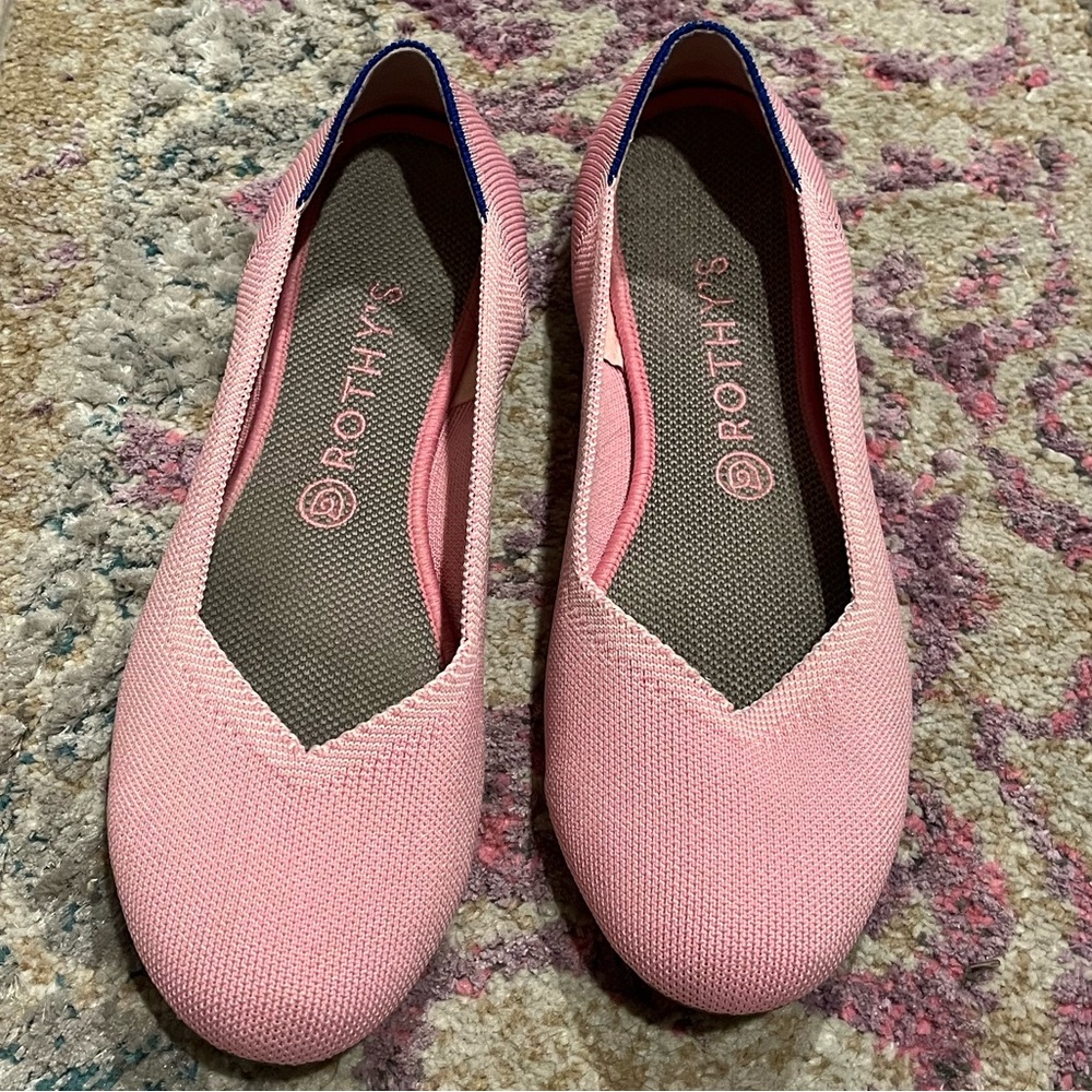 Rothy’s The Flat Pink Begonia Slip on Round Toe Flat Shoes Women's Size 10